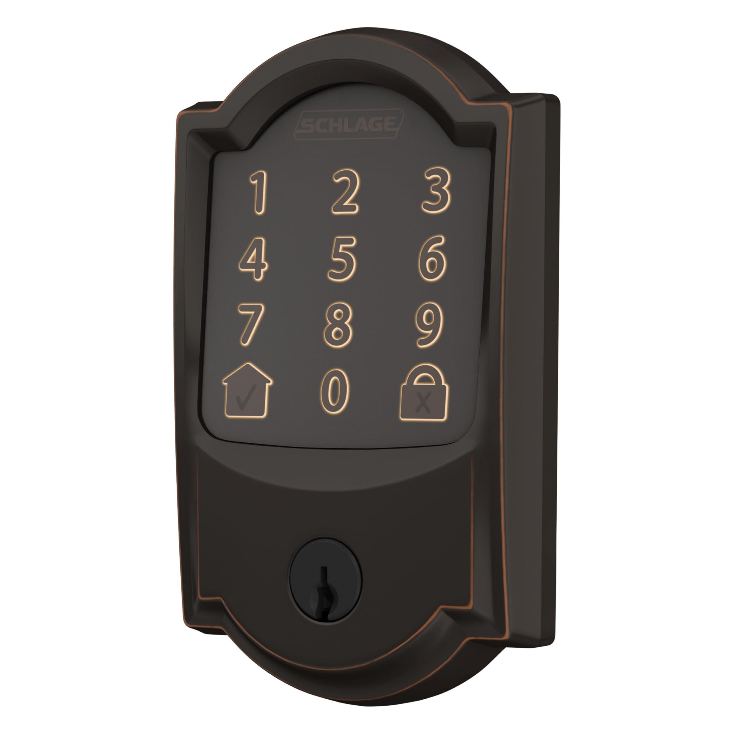 Schlage Encode Smart Wi-Fi Deadbolt with Camelot Trim in Aged Bronze