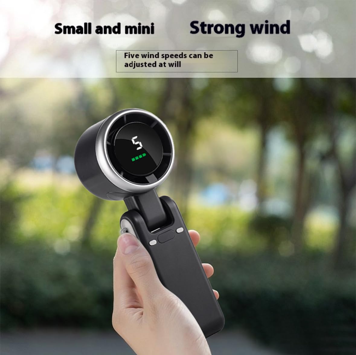 CasaCare Handheld Portable Turbo Fan,with LED Display, USB Rechargeable Personal Cooler with 5 Speeds, Foldable Portable Fan for Makeup, Office, Outdoor,Travel