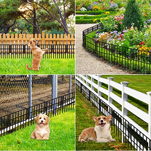 Getlay 10 Pack Animal Barrier Fences, 1.5" Gap No Digging Garden Fence Panels, Metals Black Deterrent Fence for Dogs Rabbits, Decorative Fence for Outdoor Landscape Patio Total 10 ft(L)×13 in(H)