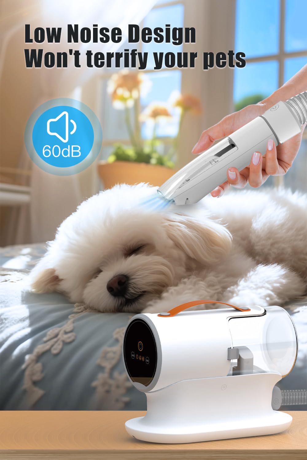 FIXR Powerful Pet Vacuum for Grooming - 12000Pa Suction, 2L Dust Cup, Low Noise, 3 Levels, 5 Grooming Tools