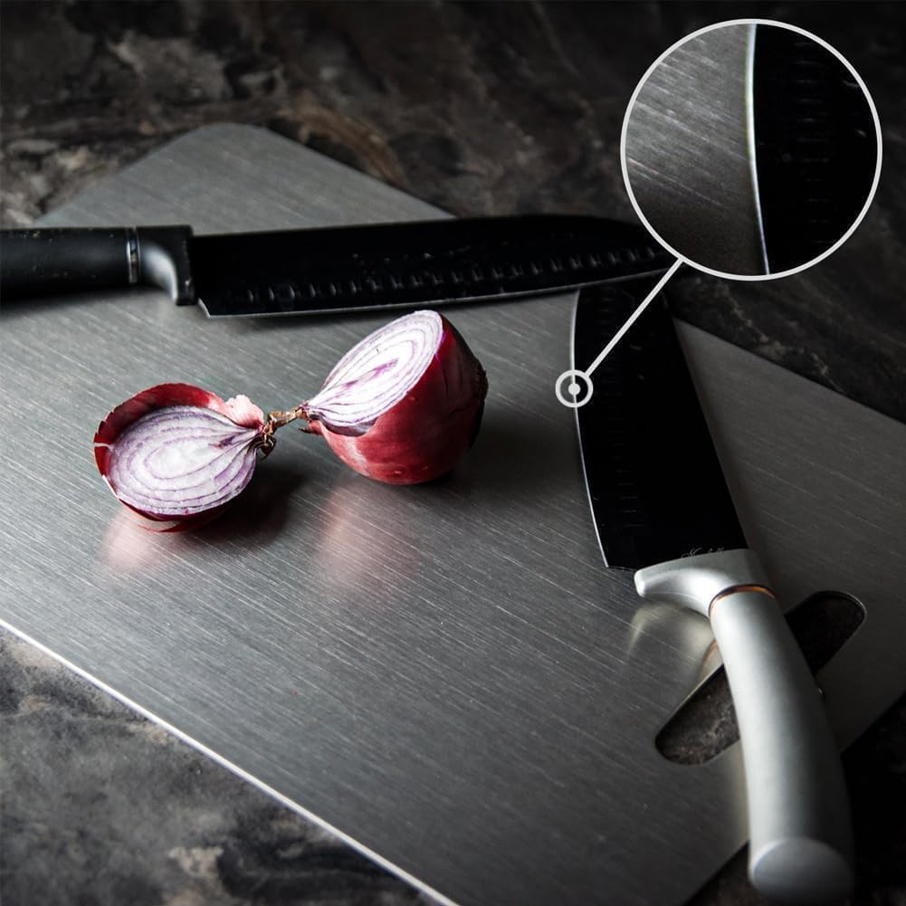 Titanium Cutting Board - 2025 New Upgrade 100% Pure Titanium Cutting Boards For Kitchen, 1 Pack Double-sided food-grade Cutting Board For Cutting Meats, Fruits And Vegetables (12"L x 9"W)