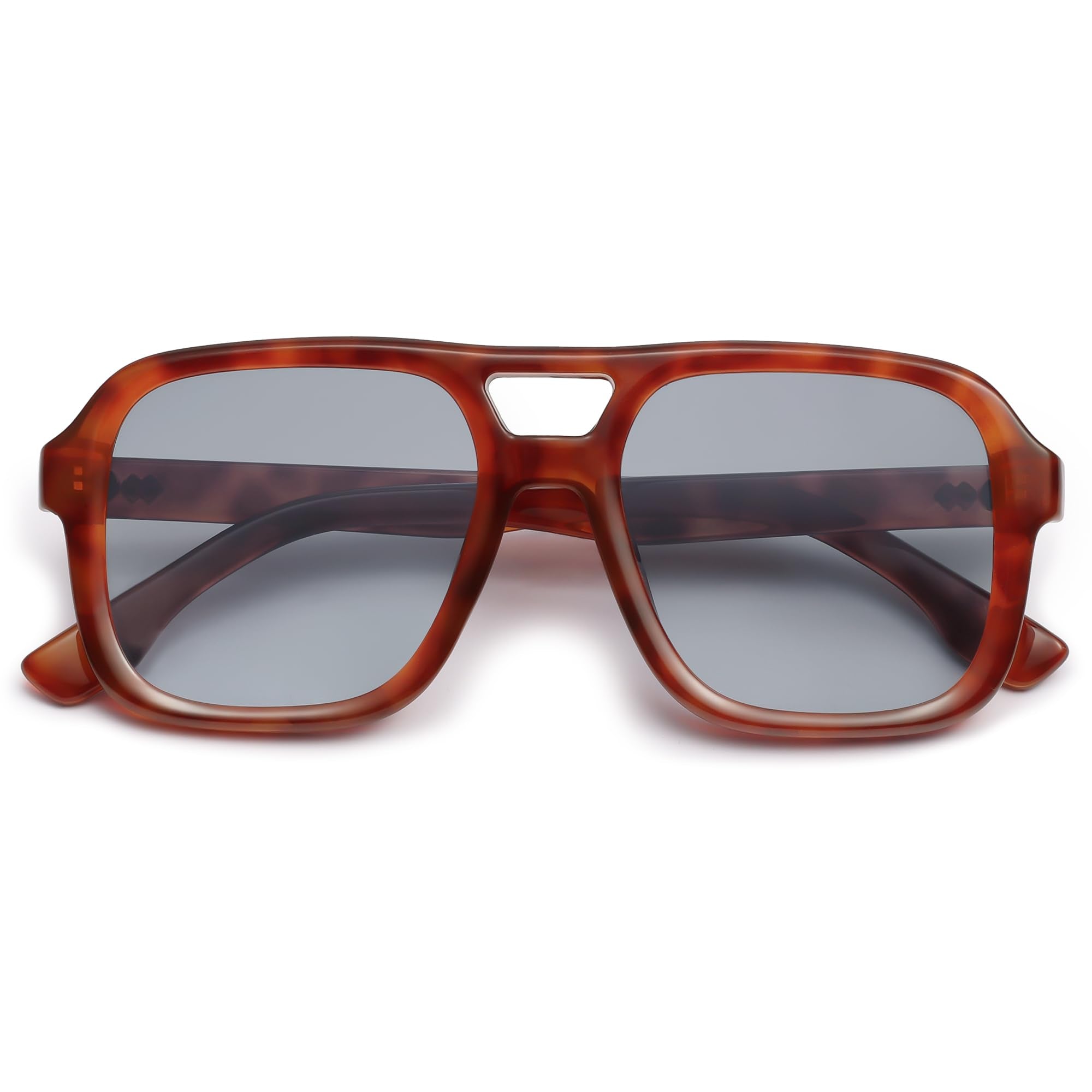 SOJOS Retro Aviator Sunglasses For Women Men Square Womens Square Sun Glasses SJ2355,Brown Tortoise Grey