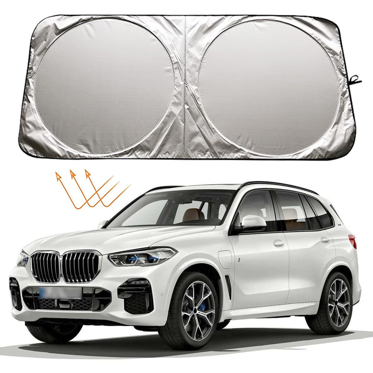 XHRING Windshield Sun Shade for BMW Accessories X5 X3 X7 X1 X4 X6 3 5 6 7 8 M5 M6 M7 M8 Series Accessories, Car Front Window Sunshade Sun Visor Shield for BMW Accessories