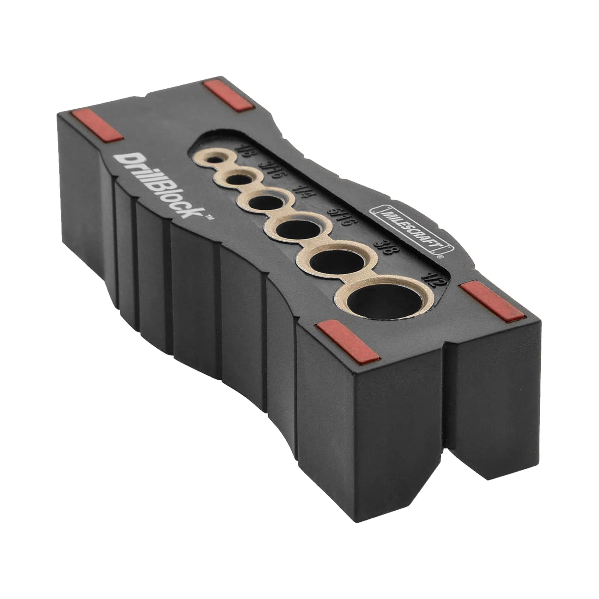 Milescraft 1312 Drill Block - Handheld Drilling Guide, Drilling Jig with Drill Guides for 6 of the Most Common Drill Bit Sizes, Precision Drilling Tool Accessory