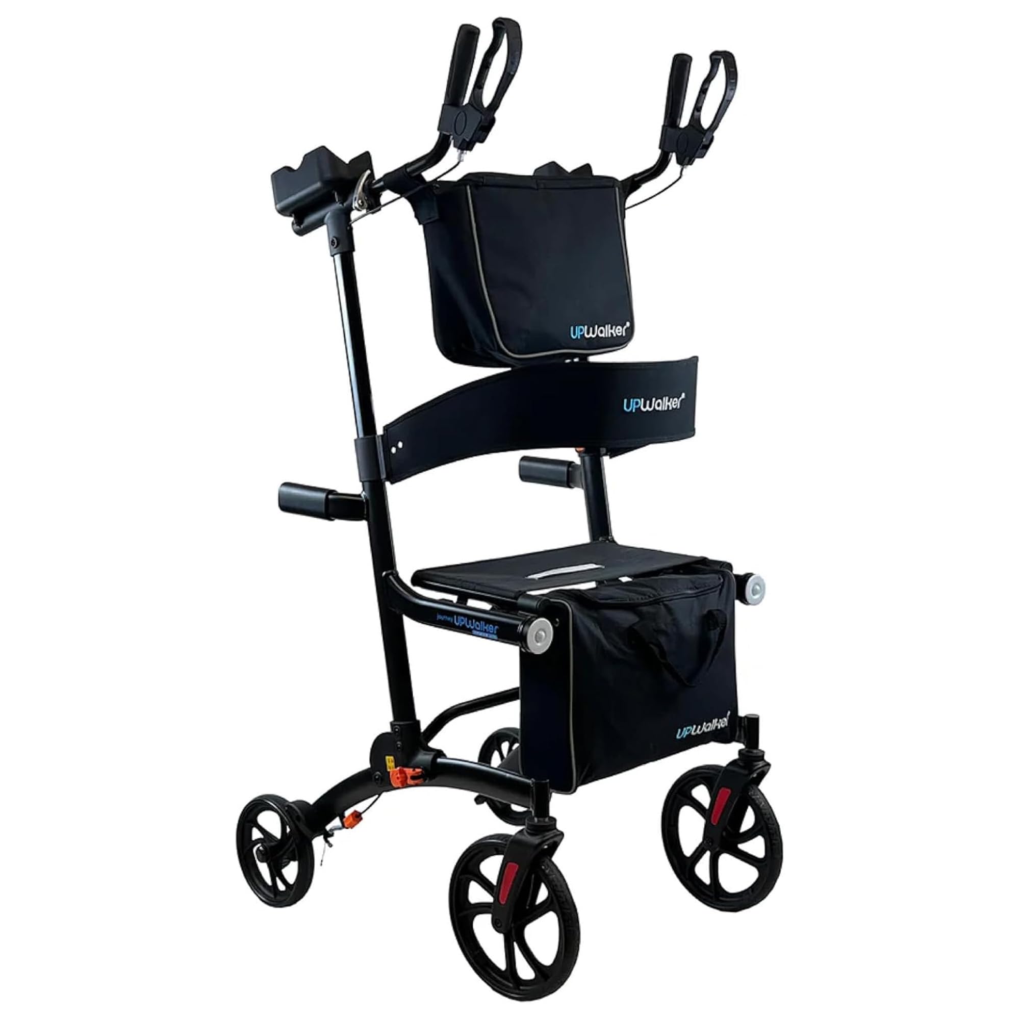 LifeWalker UPWalker EZ Lite Upright Walker for Adults & Seniors – Lightweight Adjustable Upright Rollator with Seat, Hand Brakes & Accessories