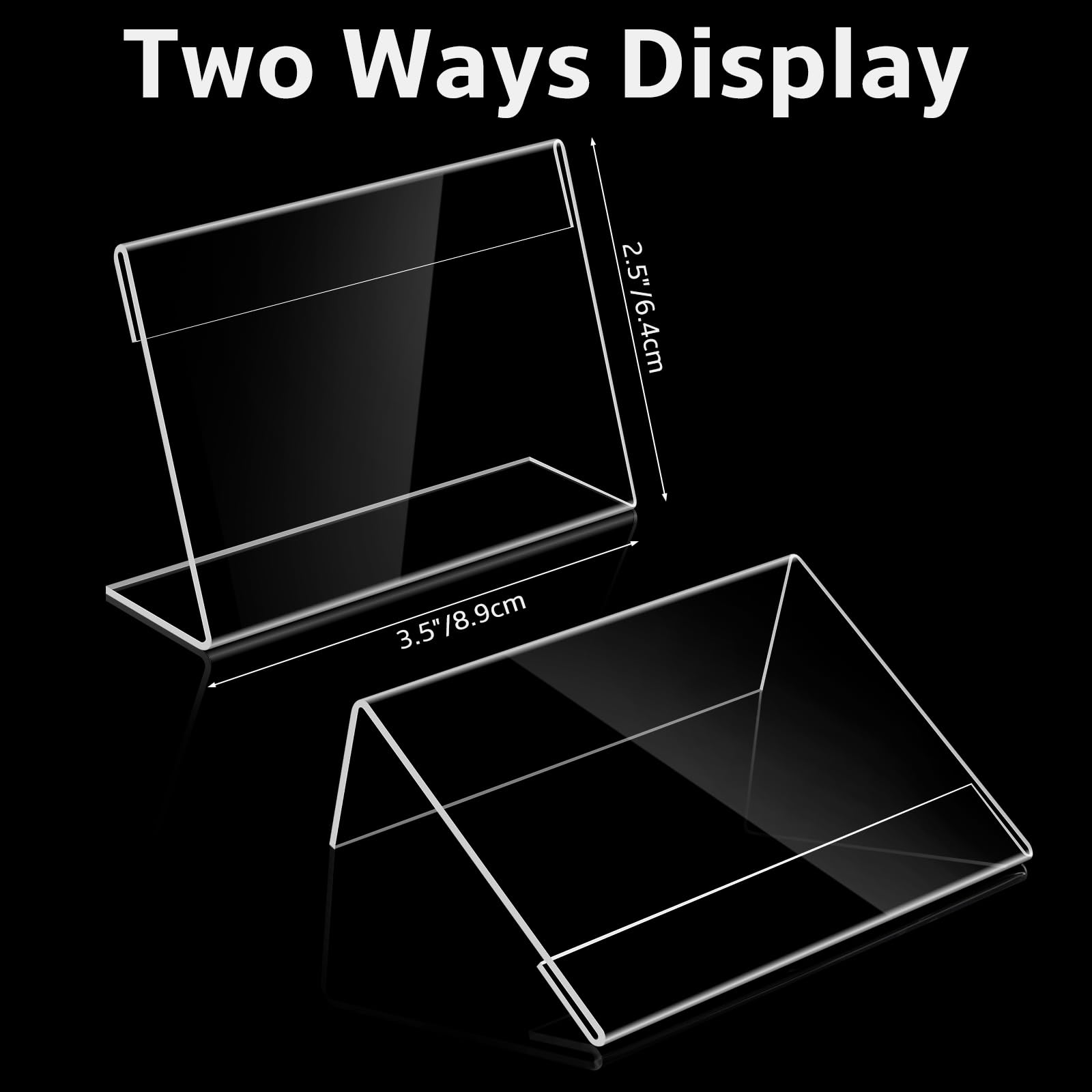 Daletu 20 PCS 3.5 x 2.5 inch Small Acrylic Sign Holder, Mini Clear Sign Display Holder for Retail, L-Shape Plastic Name Card Price Card Food Tag Label Counter Top Stand