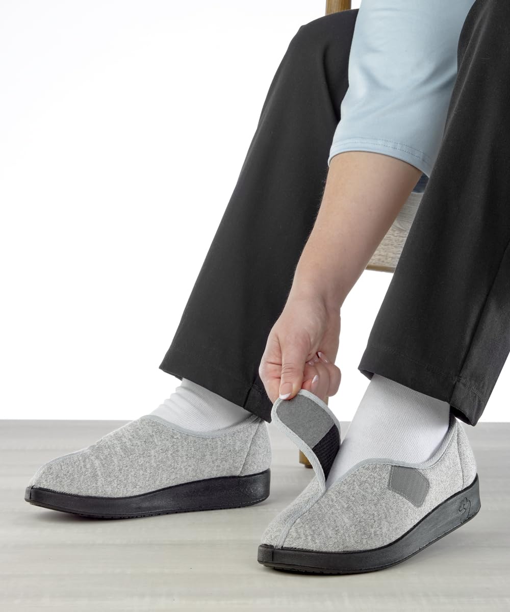 Silvert's Adaptive Clothing & Footwear Women’s Extra Wide Easy Closure Jewel Slippers for Seniors - Brushed Black/Black 10