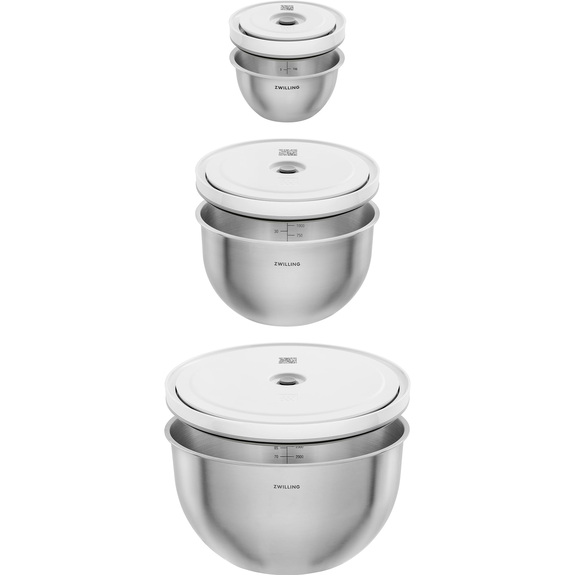 ZWILLING Fresh & Save BOWLS 3-pc Stainless Steel Vacuum Bowl Set