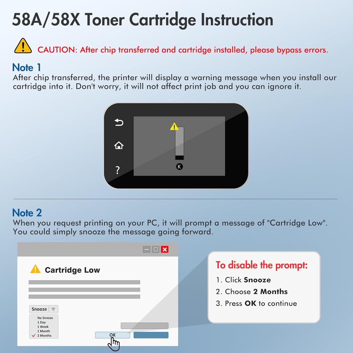 Cool Toner 58A CF258A Black Toner Cartridge Replacement for HP 58A CF258A Toner for HP Laserjet Pro M404n M404dn MFP M428fdw M428fdn M428dw Printer Ink 2-Pack