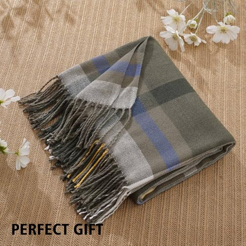 BATTILO HOME Olive Green Plaid Throw Blanket for Couch - Army Green Plaid Blanket Buffalo Checkered Blankets - Lightweight Farmhouse Outdoor Throw Blankets for Bed, Sofa 50"x60"