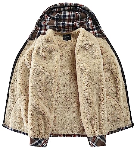 Elesuit Men's Full Zip Fleece Flannel Jackets Shirt Plaid Cotton Hoodies Soft Warm Coat for Men with Hood Blue 3X-Large