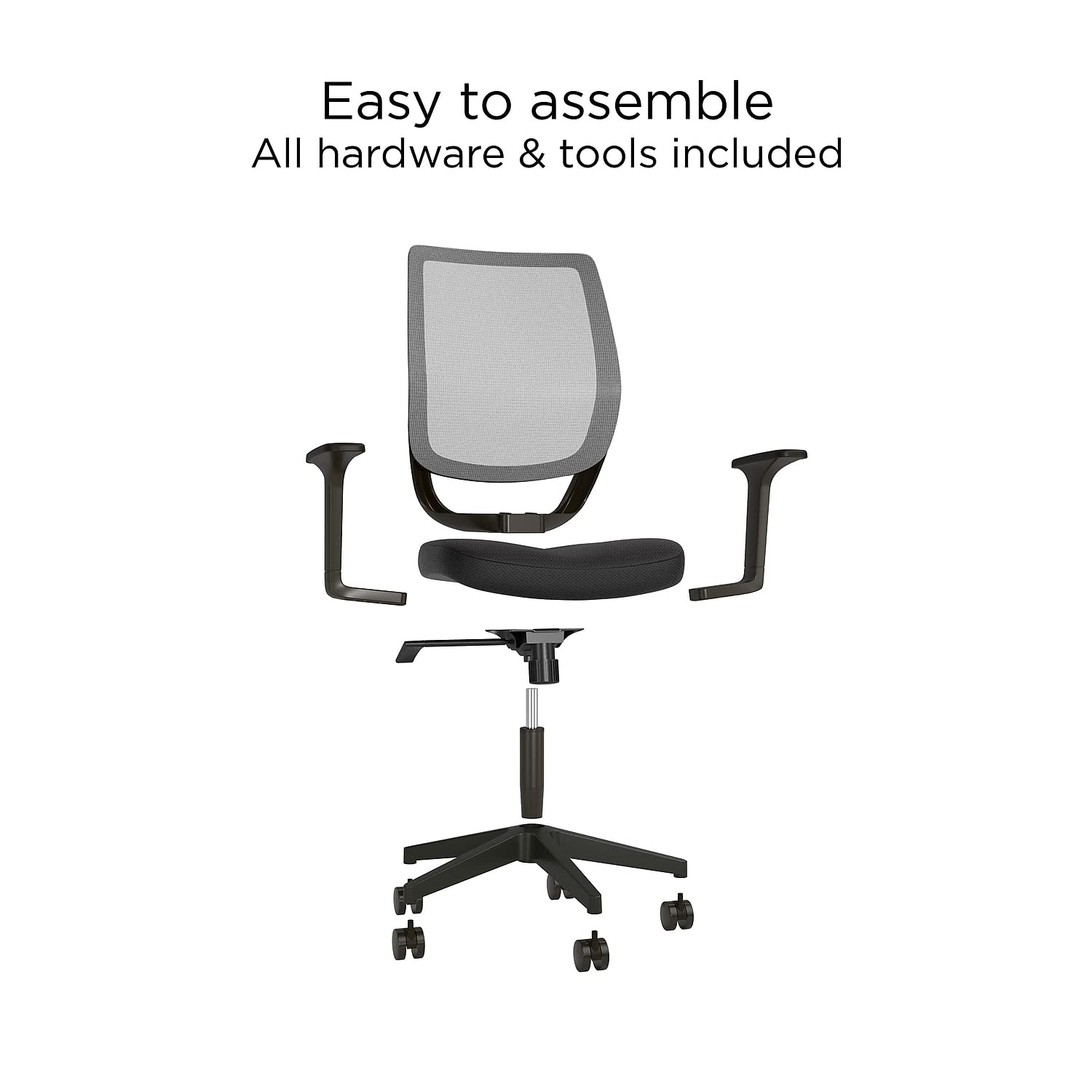 Union & Scale Staples Mesh Back Swivel Office Chair, Ergonomic Fabric Seat, Adjustable Height, Tilt Tension and Tilt Lock, Perfect as an Office or Gaming Chair