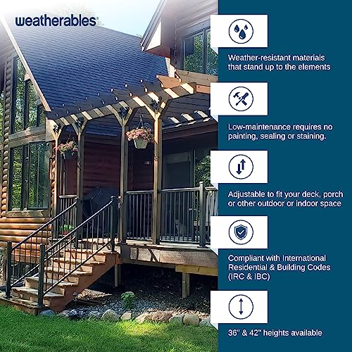 Weatherables Stanford Railing Post Kit Aluminum Post Kit for Stanford Railing, Made with Durable & Low-Maintenance Black Textured Powder-Coat Finish (2.5 in. x 2.5 in. x 39 in.)