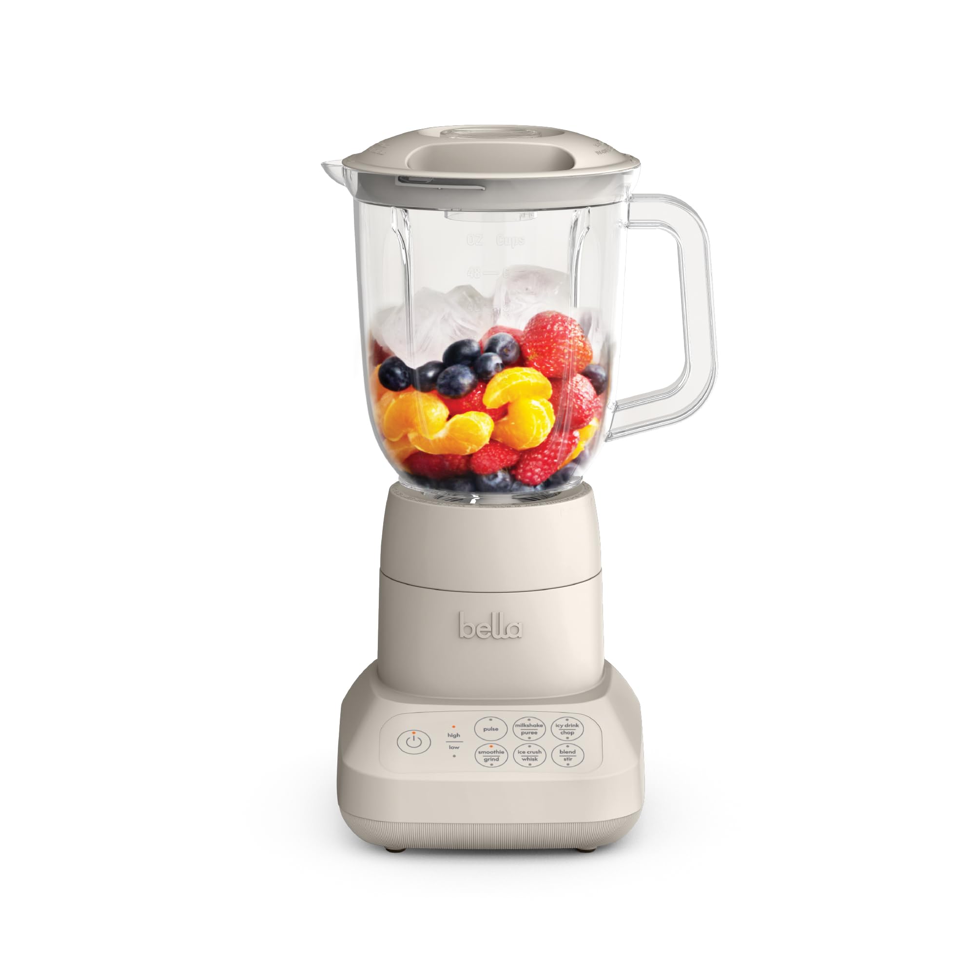 bella 10 Speed Countertop Blender, Juicer & Smoothie Maker, Fits-anywhere™ Kitchenware, Slim Flip & Store Design, Dishwasher Safe 48oz Capacity Pitcher & Lid, Stainless Steel Blade, 450 Watt, Oatmilk