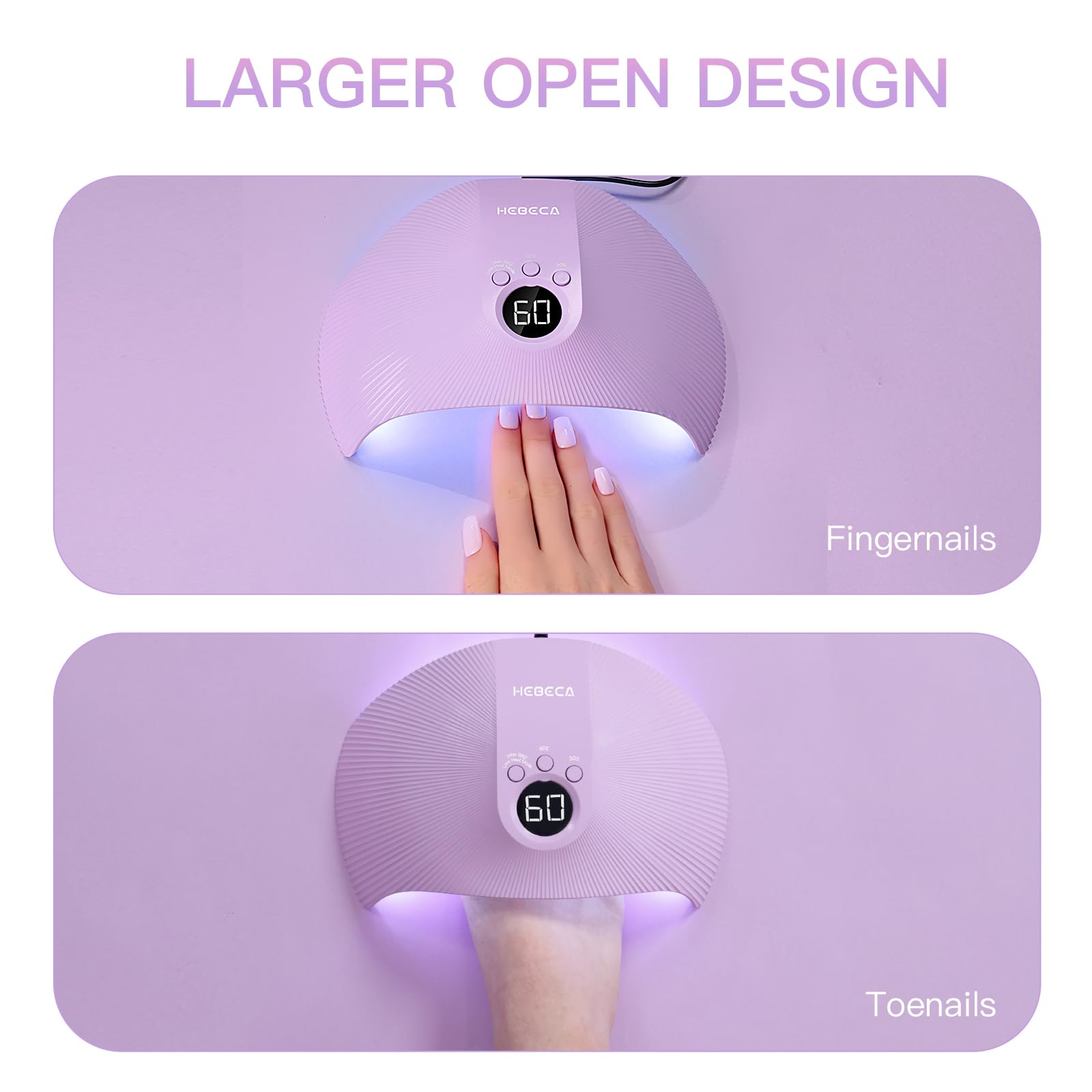 HEBECA UV Light for Gel Nails, 75W Professional UV LED Nail Lamp for Fast Curing Nails, Super-Thin Salon-Grade Nail Dryer with Smart Sensor & 3 Timer Settings & LCD Display X33