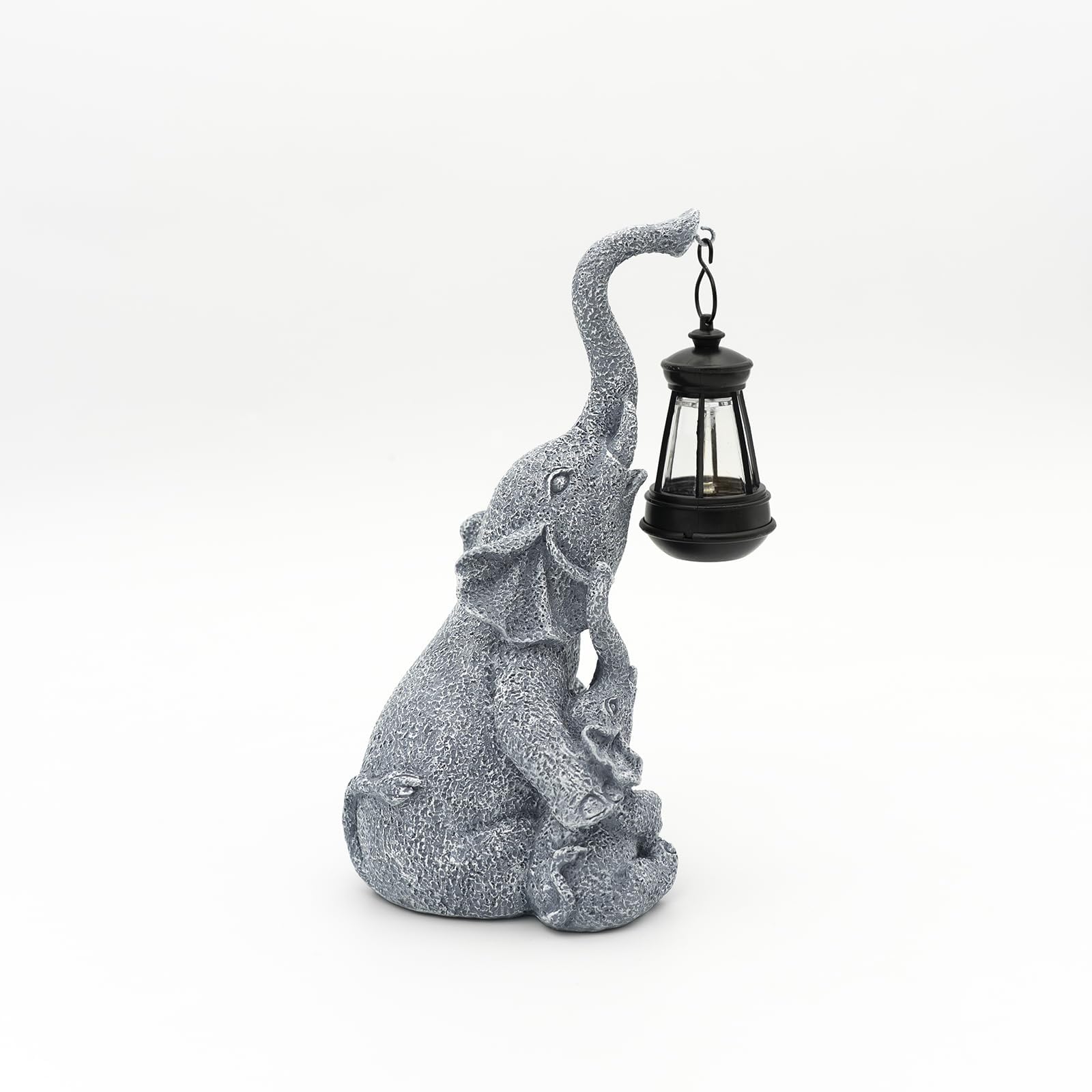 Jy.Cozy Elephant Garden Statue Mother and Baby Elephants Lovely Playing Solar Lamp Resin Outdoor Figurine Light Decoration Home Décor Lawn Yard Patio Porch Ornament Gift
