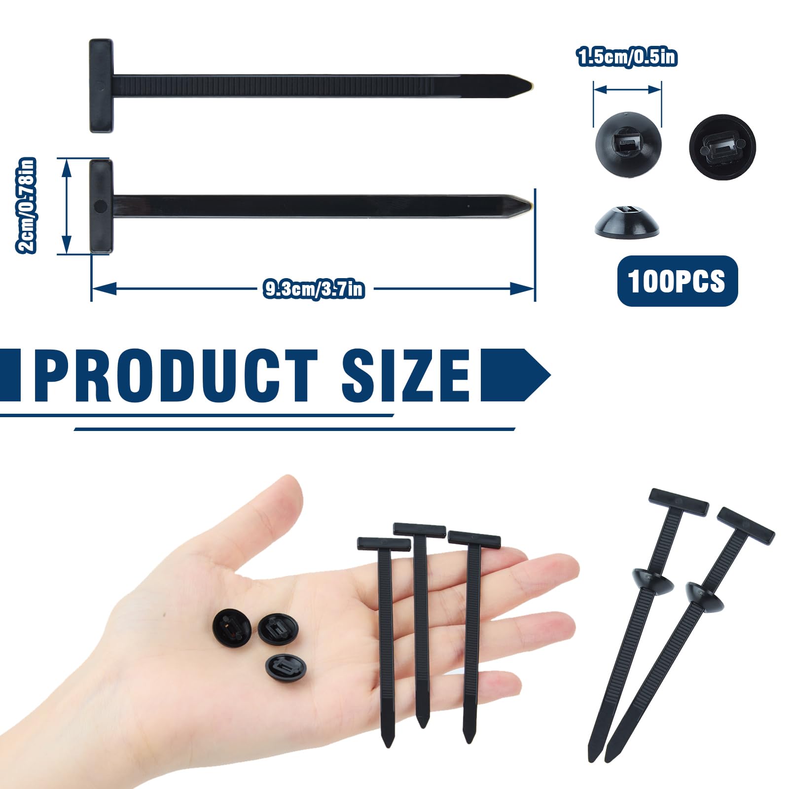 Nylon Universal Cable Tie Buckle, Multi-Functional Black Zip Ties with Pin & Button, 100 PCS Snap-Fit Nylon Fastening Clip for Car Repairs,Home,Garden,Workshop