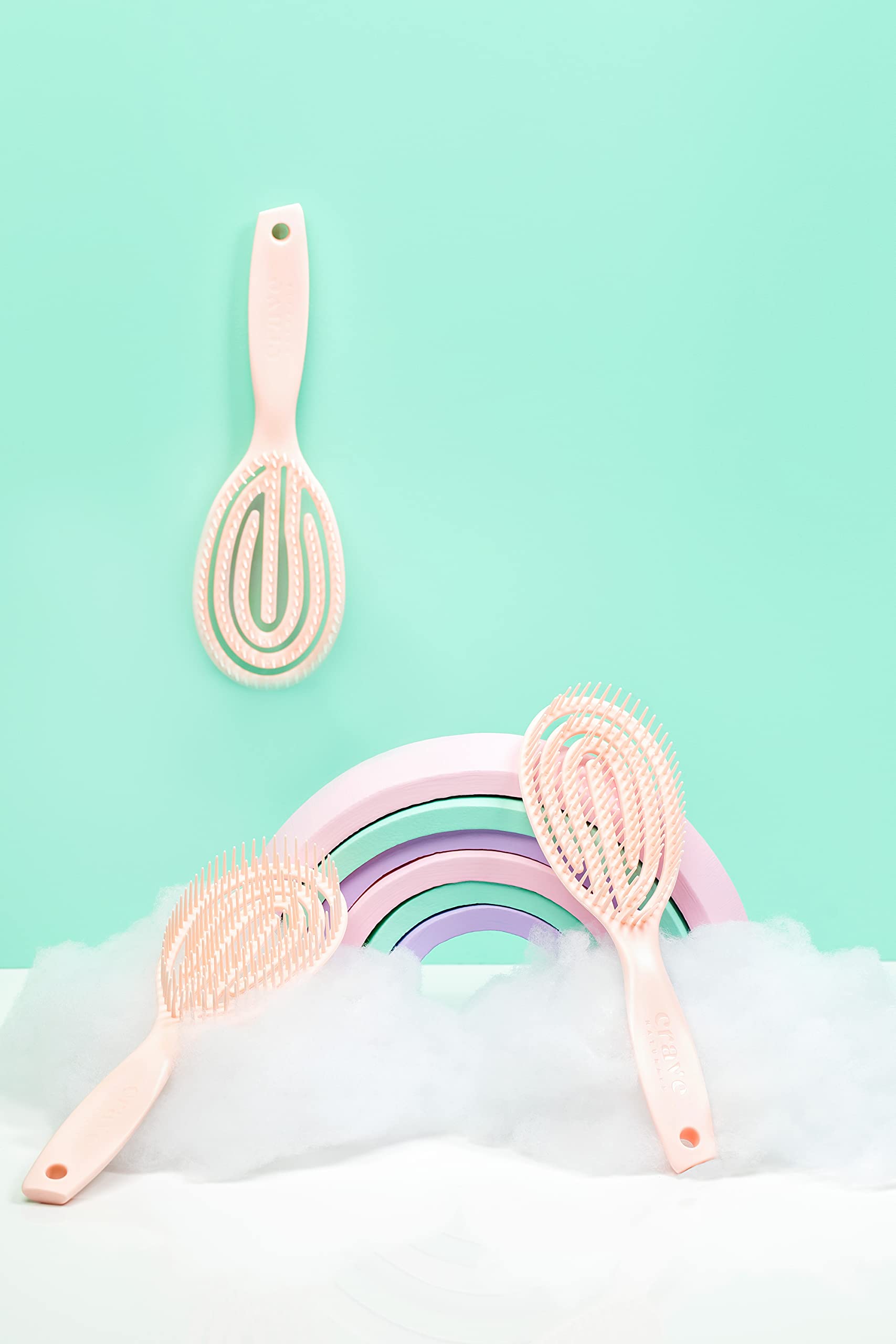 Crave Naturals FLEX DMC Detangling Brush for Natural Textured Hair - Flexible Hair Brush Detangler for Curly, Frizzy, Thick Hair - ROUND (Plastic)