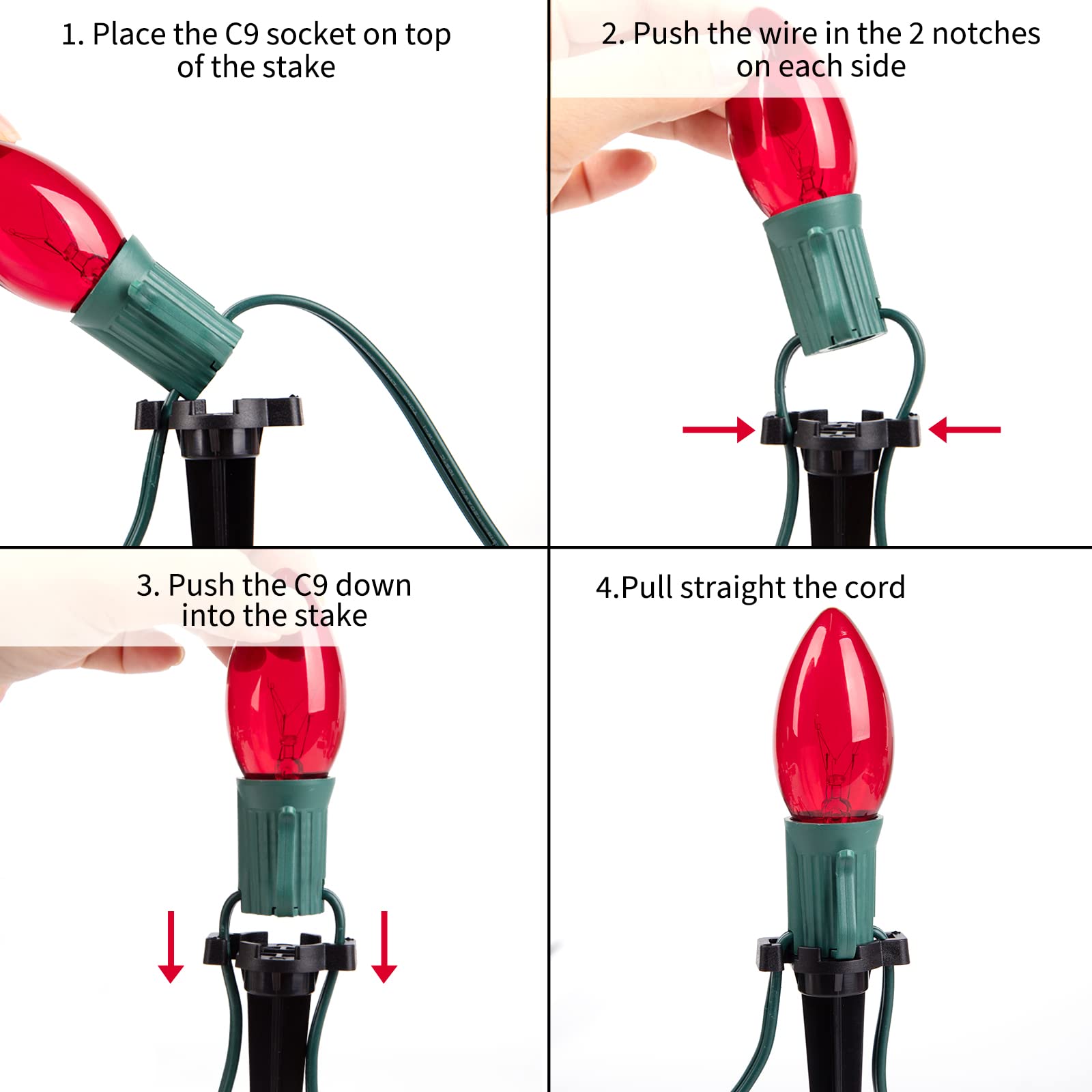 Christmas Pathway Lights Outdoor, 25.7 Feet C9 Christmas Lights with 20 Multicolor Bulbs and Stakes, Connectable Outdoor Christmas Decorations Outside Yard Walkway Sidewalk Holiday