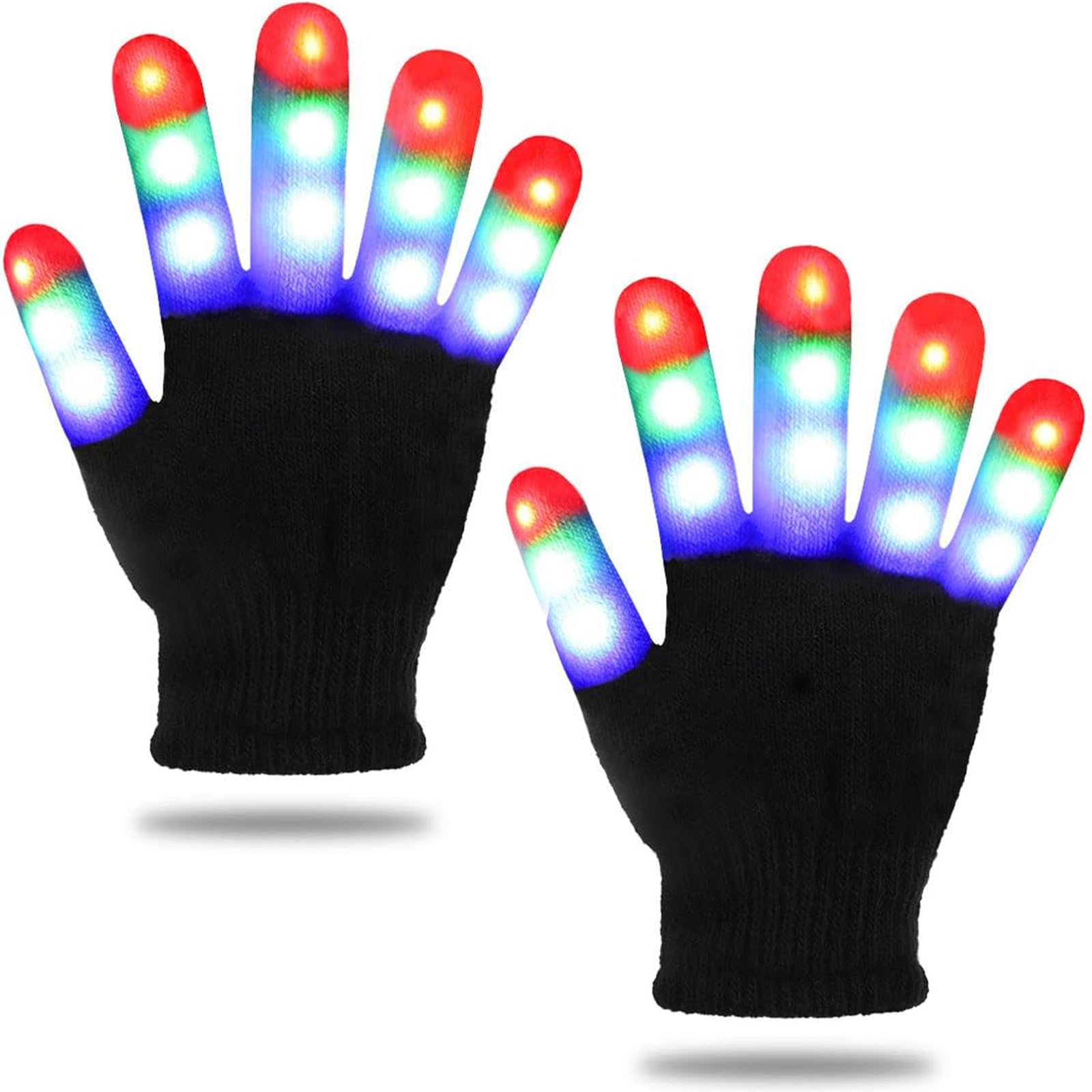 COTRUERE Led Light Up Gloves with 3 Colors 6 Modes for Kids Cool Fun Toys Gifts for Birthday Party Christmas Halloween Easter Stocking Stuffers for 3 4 5 6 7 8 Year Old Boys Girls