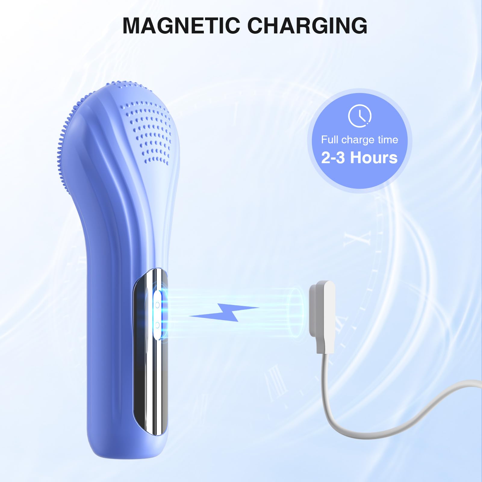 5 Modes Silicone Face Scrubber, Waterproof Face Scrubber Exfoliator for Men & Women, Rechargeable Electric Facial Cleansing Brush for Deep Cleansing, Exfoliating, Massage (Blue)