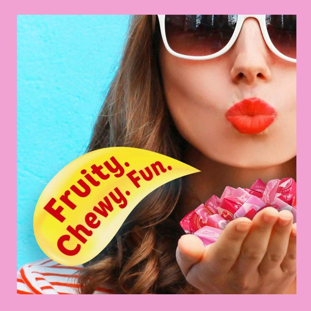 Favorite Red Fruit Chews Candy, Wrapped, Bulk, 5 Lbs., Strawberry, Fruit Punch, Watermelon & Cherry. Great for Movie & Game Nights, Gifts, Snacks and More!