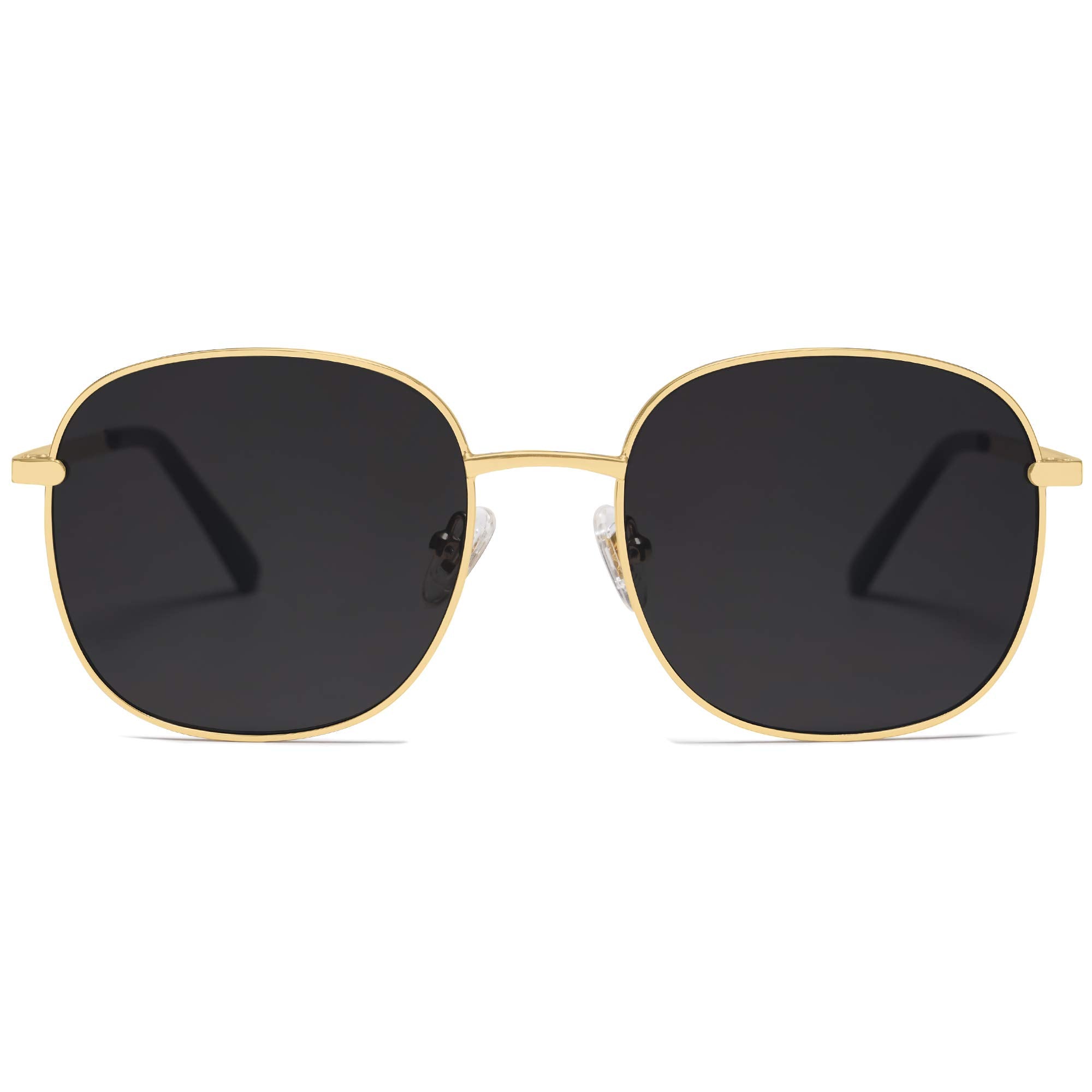 SOJOS Classic Trendy Square Sunglasses for Women Men Cute Big Frame Gold Shades SJ1137, Bright Gold/Grey