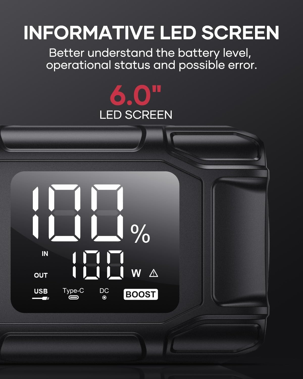 FLYLINKTECH Car Battery Jump Starter, 6000A Peak 26800mAh Jump Start Battery Pack(for All Gas or up to 12L Diesel),12V Jump Box with PD45W Fast Charging and LED Light