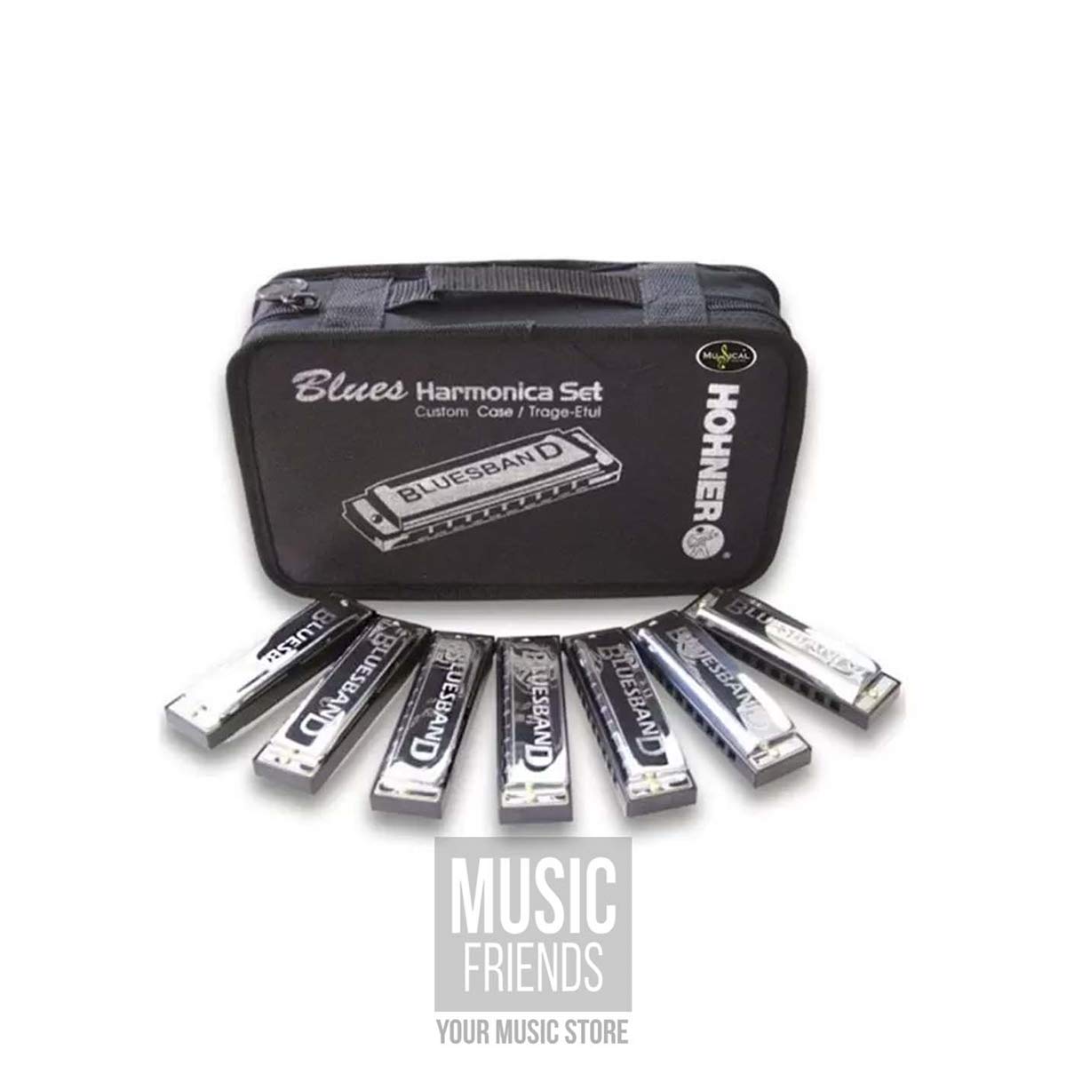 Hohner Accordions 1501/7 Bluesband Harmonica 7-Piece Set with Carrying Case, Chrome