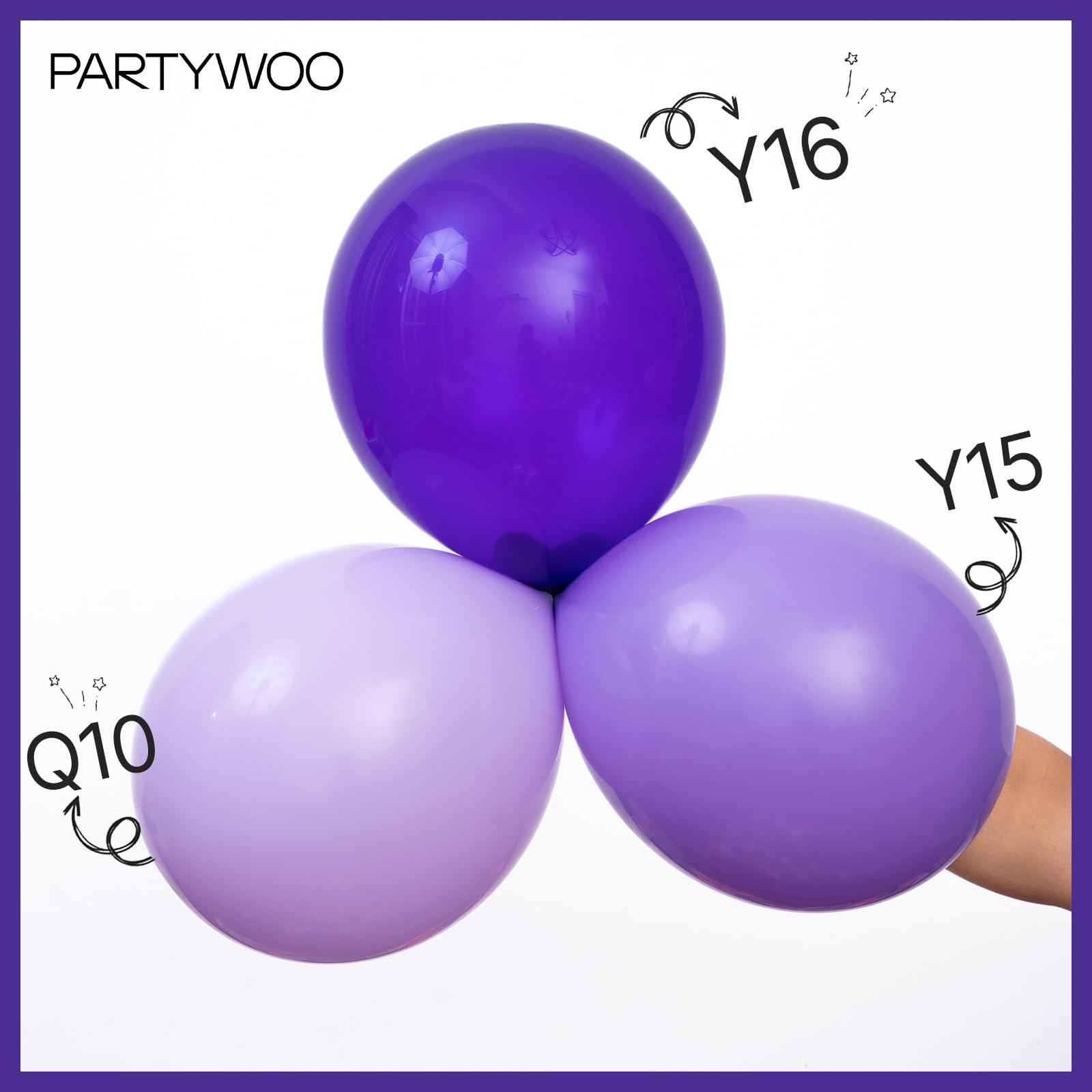 PartyWoo Pastel Purple Balloons 120 pcs Different Sizes Pack of 18 12 10 5 Inch Light Pastel Purple Lavender Lilac Balloon Arch Kit Garland for Baby Shower Birthday Party Decorations Purple-Q10