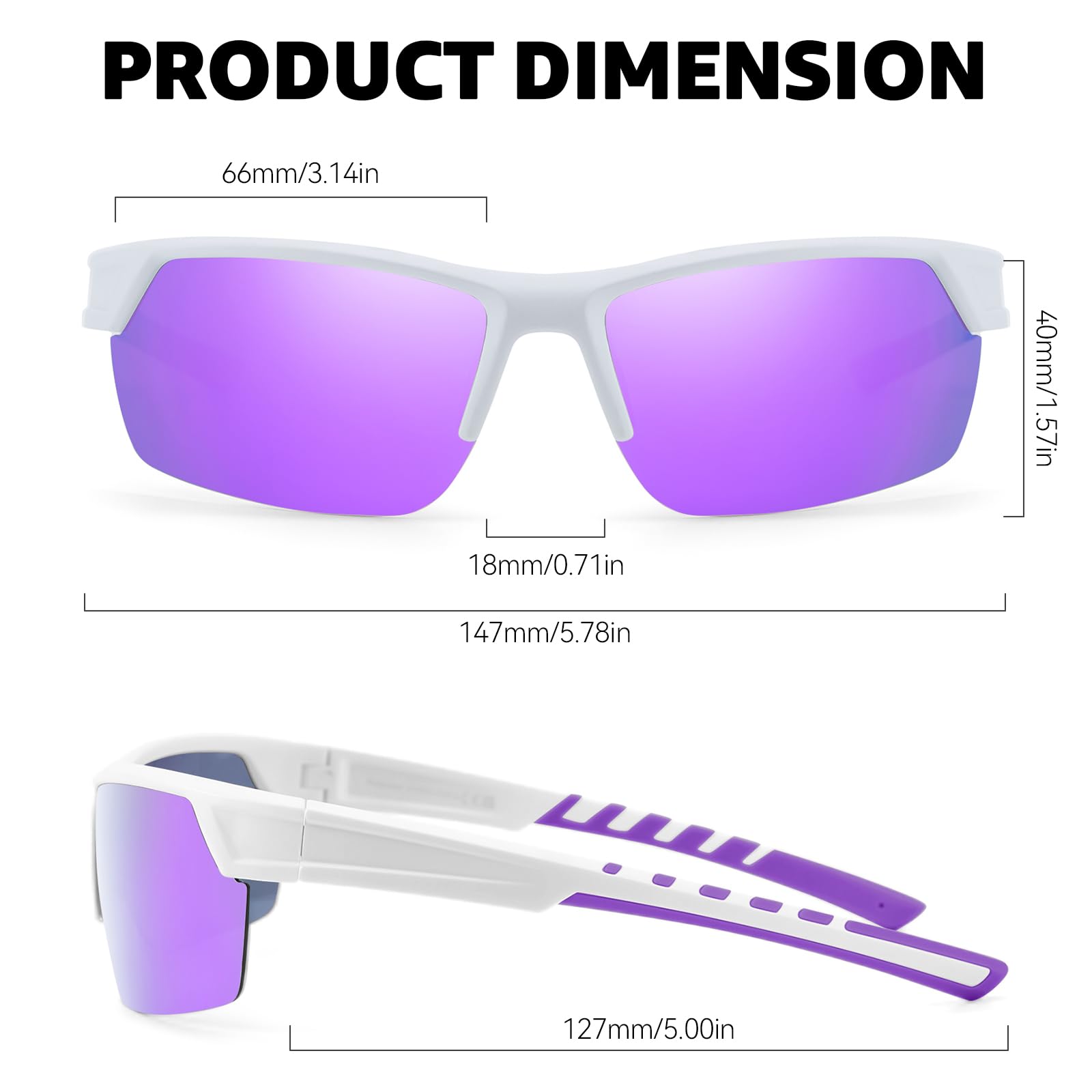 TJUTR Running Sunglasses for Women, Polarized Wrap Around Sun Glasses with UV400 Protection for Sports Cycling Golf TS3080