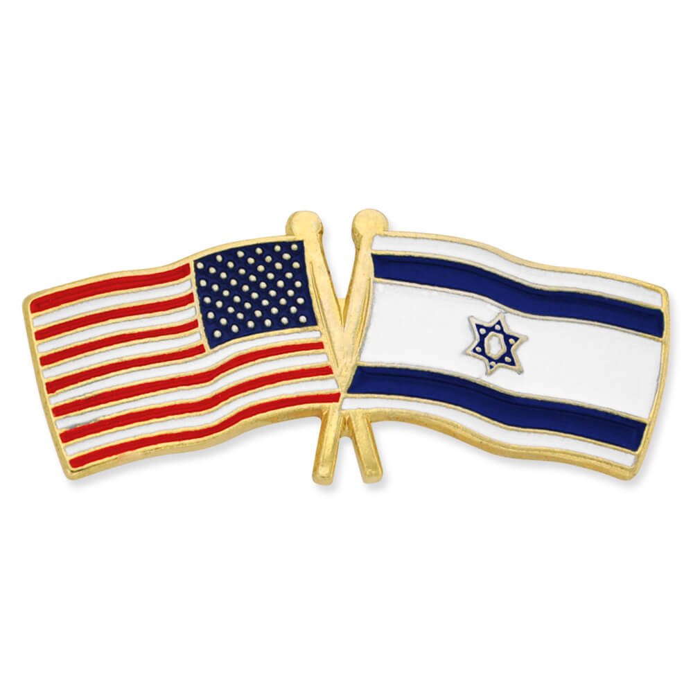 PinMart‘s USA and Israel Crossed Friendship Flag Enamel Lapel Pin - Country Flags Pins For Hats, Jackets, and Backpacks