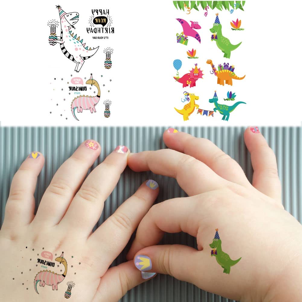 Fanoshon Dinosaur Tattoos Temporary for Kids Boys Girls Birthday Party Favors, 120+ Children Cool Dino Face Paint Tattoos in Bulk T-Rex Body Decoration Christmas Stocking Stuffers