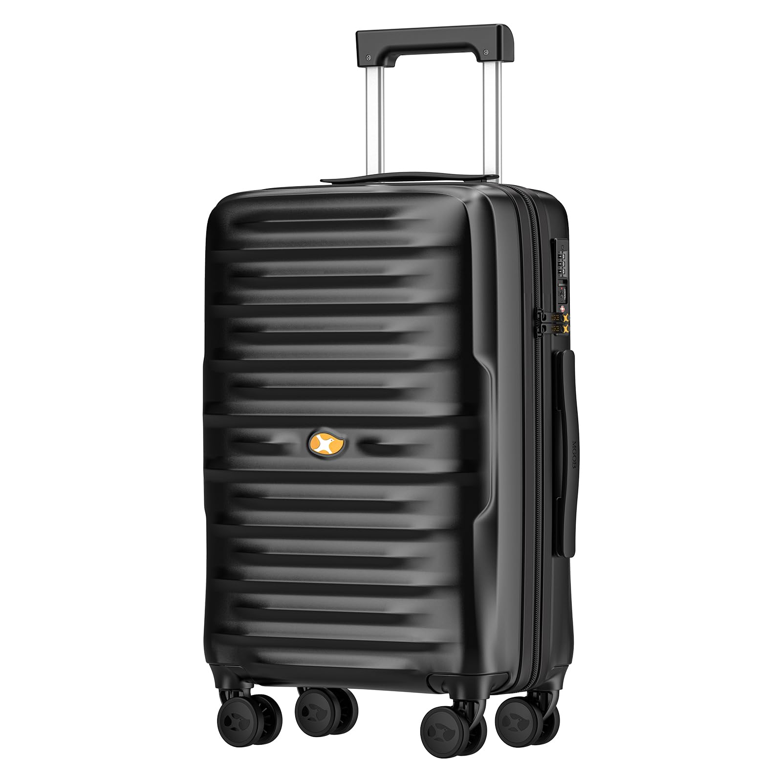 MGOB Carry On Luggage 22x14x9 Airline Approved, PC Hard Suitcases with Spinner Wheels, Lightweight Luggage, TSA Approved, 20 Inch Carry-On, Black