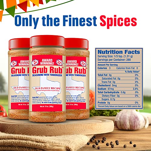 Grub Rub BBQ Blend – Award-Winning Seasoning Family Recipe For Smoking & Grilling Moist, Tender, Juicy Meats - Pork, Steak, Brisket, Seafood, Veggies & More