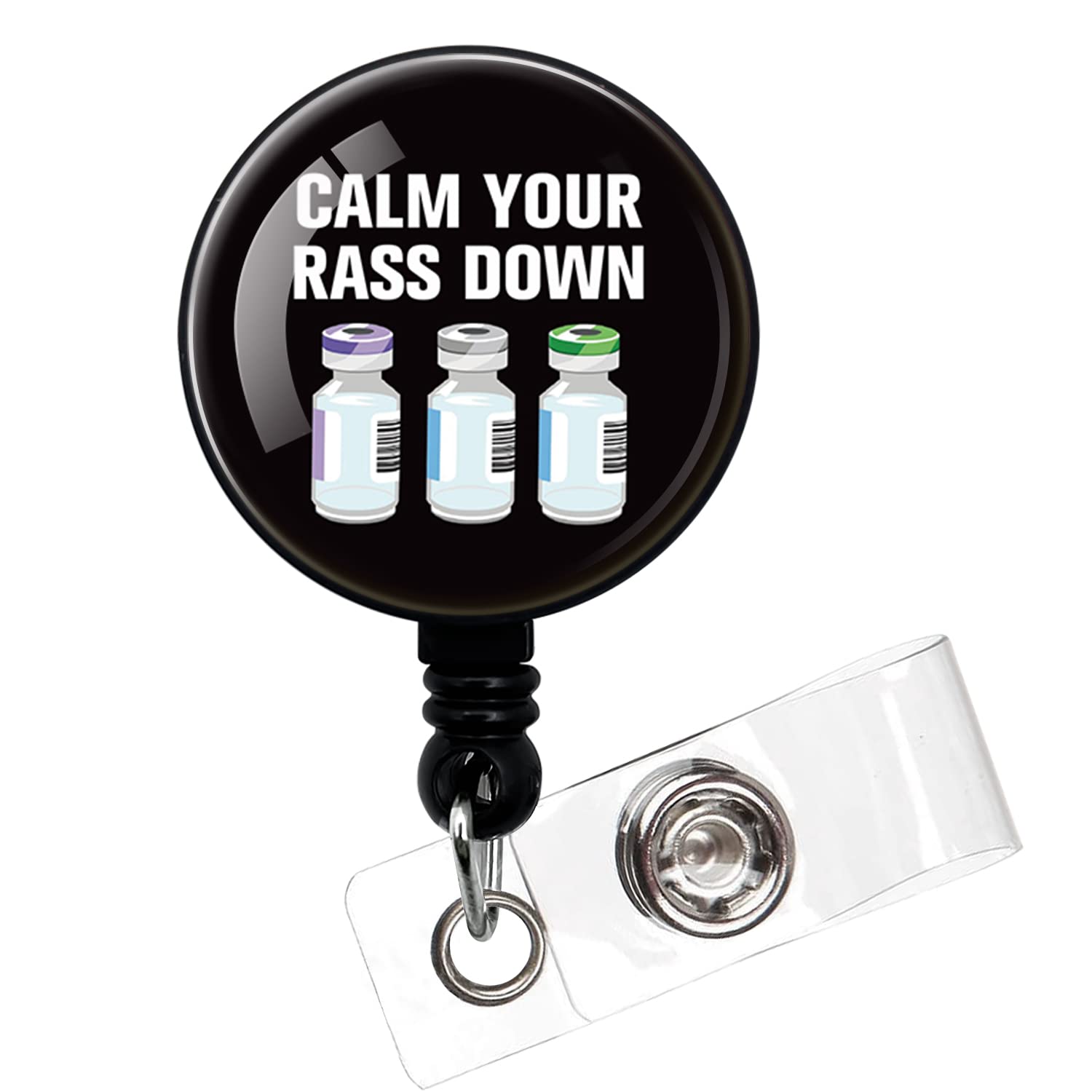 Calm Your Rass Down,Funny Badge Reel,Retractable ID Card Badge Holder with Alligator Clip,Nurse Badge Reel,Medical MD RN Nurse Badge ID,Suitable for Nurses,Doctors,Nursing Students
