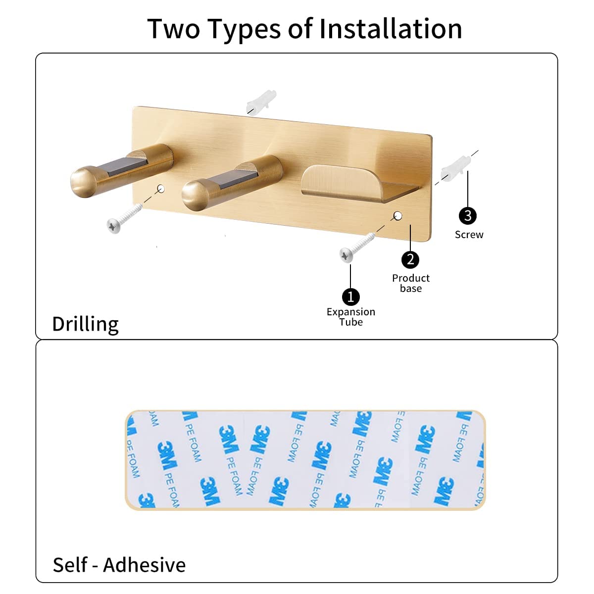 Self Adhesive Organizer Hair Dryer Holder Wall Mounted Compatible with Dyson Blow Dryer Gold Banjekt