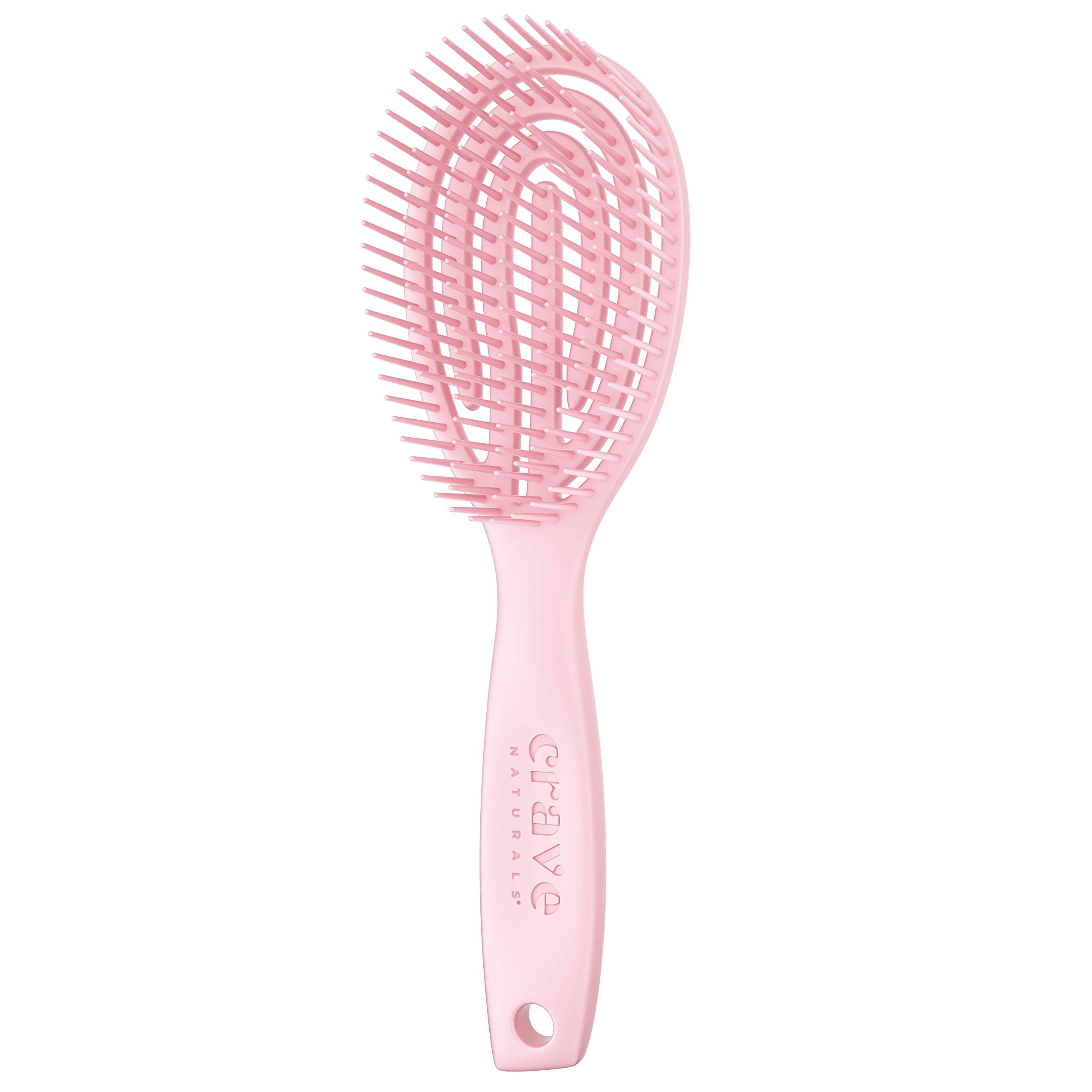 Crave Naturals FLEX DMC Detangling Brush for Natural Textured Hair - Flexible Hair Brush Detangler for Curly, Frizzy, Thick Hair - ROUND (Plastic)