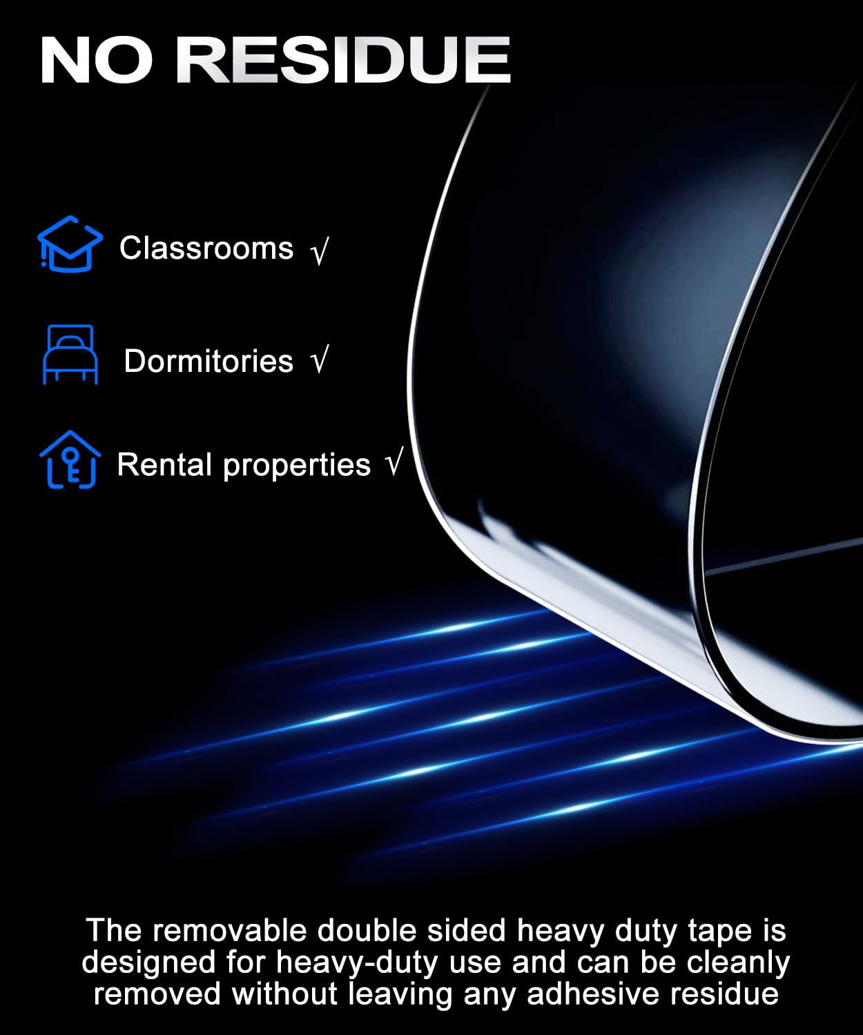 PHIXBEAR Extra Large 1.18 "x20Ft Heavy Duty Clear Double Sided Tape Mounting with Inch Measurement Mark, Removable Tough Nano Strong Tape, Used for Walls, Carpets, Posters, Dormitories
