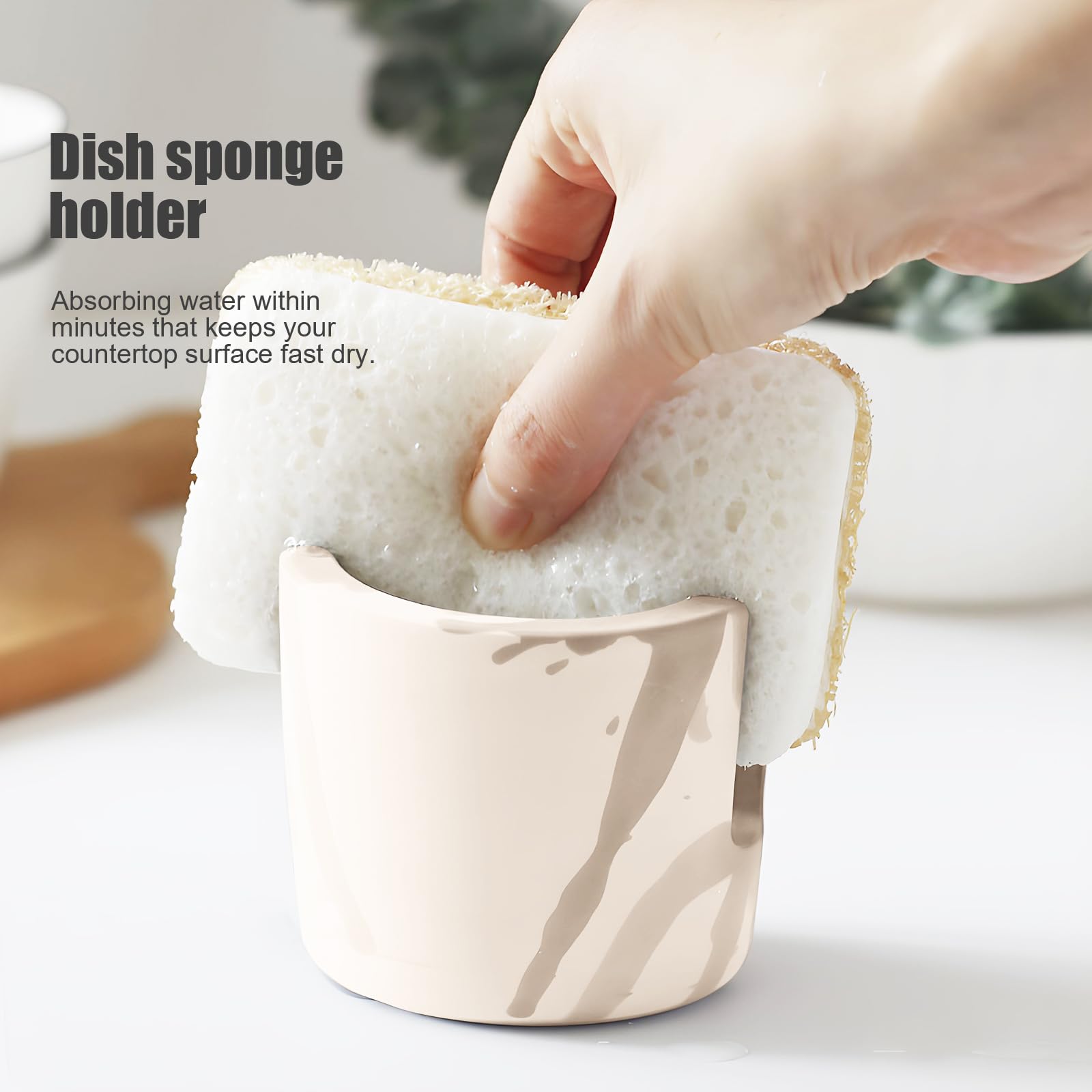 Slow Slog Sponge Holder, Dish Sponge Holder Caddy, Diatomite Sponge Holder, Quick Dry Kitchen Sink Organizer, Stone Sponge Holder for Kitchen Sink, Beige