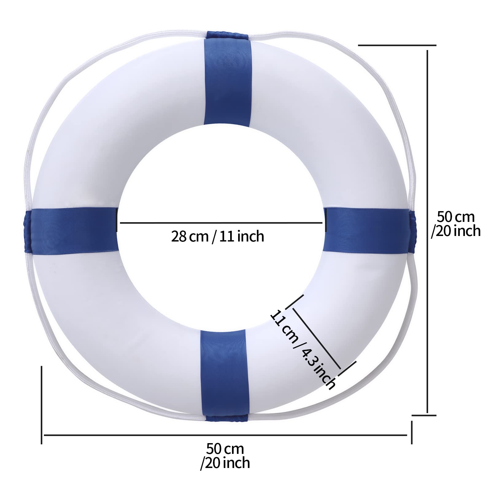 20 inch/50cm Pool Safety Ring Life Preserver Ring Buoy, Swimming Swim Foam Ring Pool Buoy Pool Rings Life Preserver Ring for Pool with 98.4FT Water Floating Lifesaving Rope