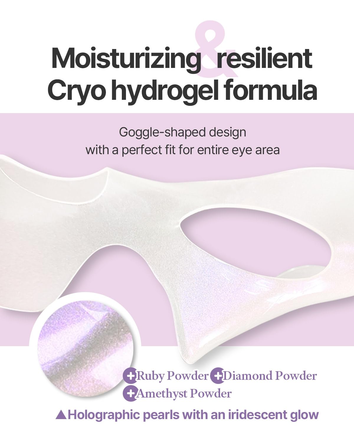 Petitfee Aura Quartz Hydrogel Eye Zone Mask 5ea (9g*5) - Lavender Mask for Entire Eye Area, Instant Cooling, Puffiness, Morning Quick Care, Rejuvenating Tired Skin, Brighter Complexion