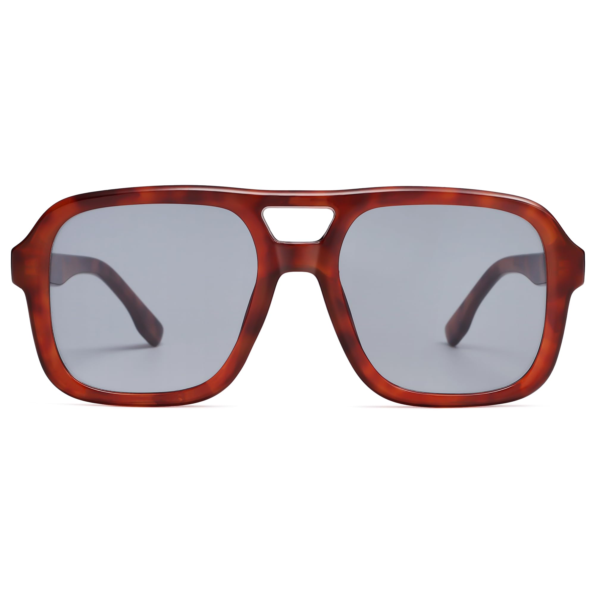 SOJOS Retro Aviator Sunglasses For Women Men Square Womens Square Sun Glasses SJ2355,Brown Tortoise Grey
