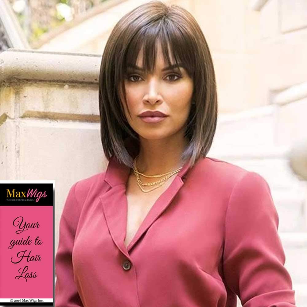 Alva Wig Color CAPPUCINO - 9.4" Collar Length Bob Tapered Fringe Synthetic Fiber Natural Movement StraightBundle MaxWigs Hairloss Booklet