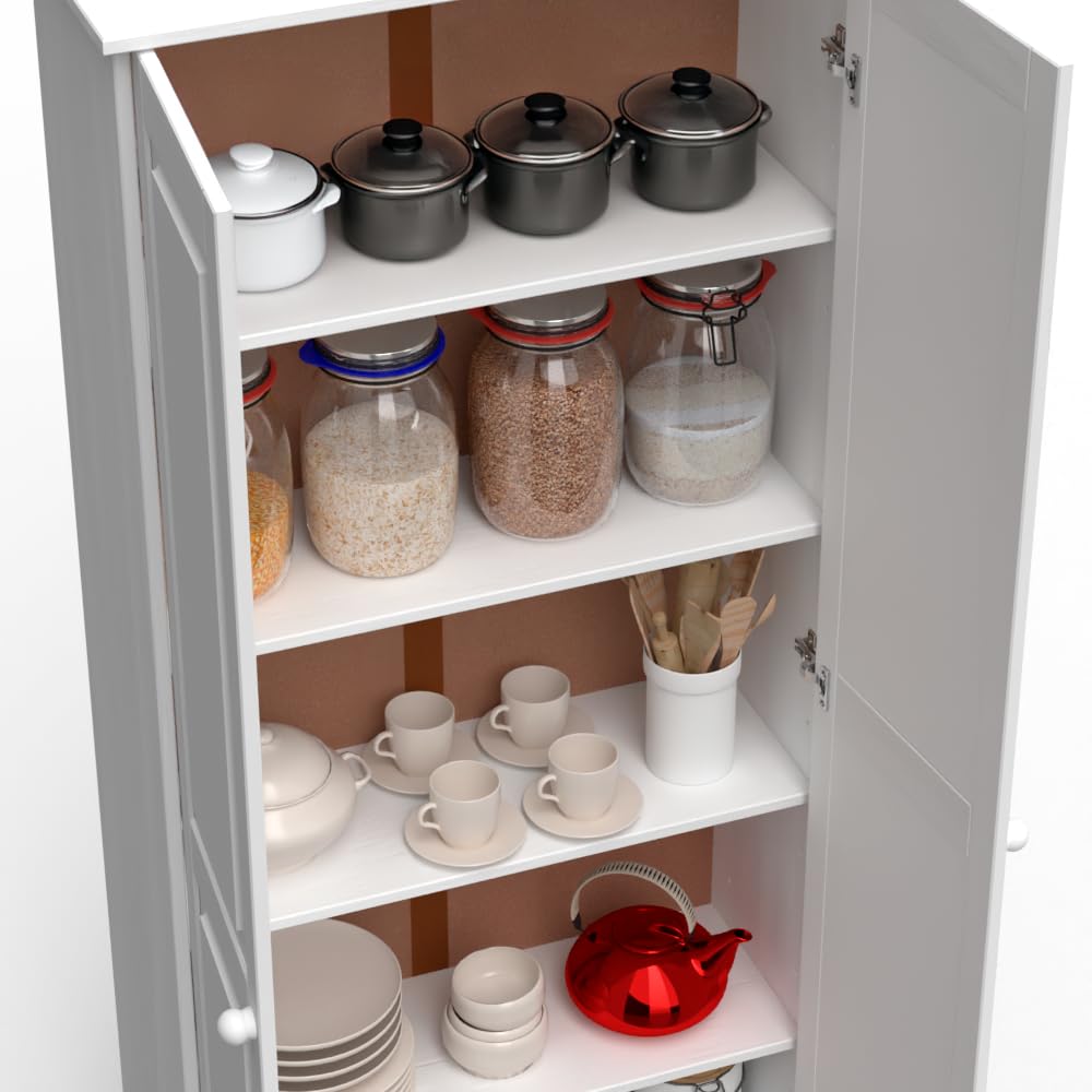From the Tree Furniture Pantry Cabinet Storage Cabinet with 2 Doors Solid Wood - Adjustable Shelves for Kitchen, Dining Room, or Utility Room Organization