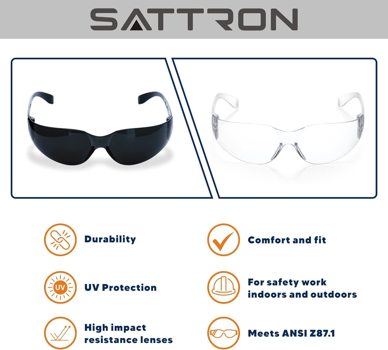 24 Pack of Tinted Safety Glasses (Protective Safety Sunglasses) Ploycarbonate Dark Smoke Lenses for UV Protection, Scratch & Impact Resistant, Perfect for Construction, Outdoor Work, Shooting and More