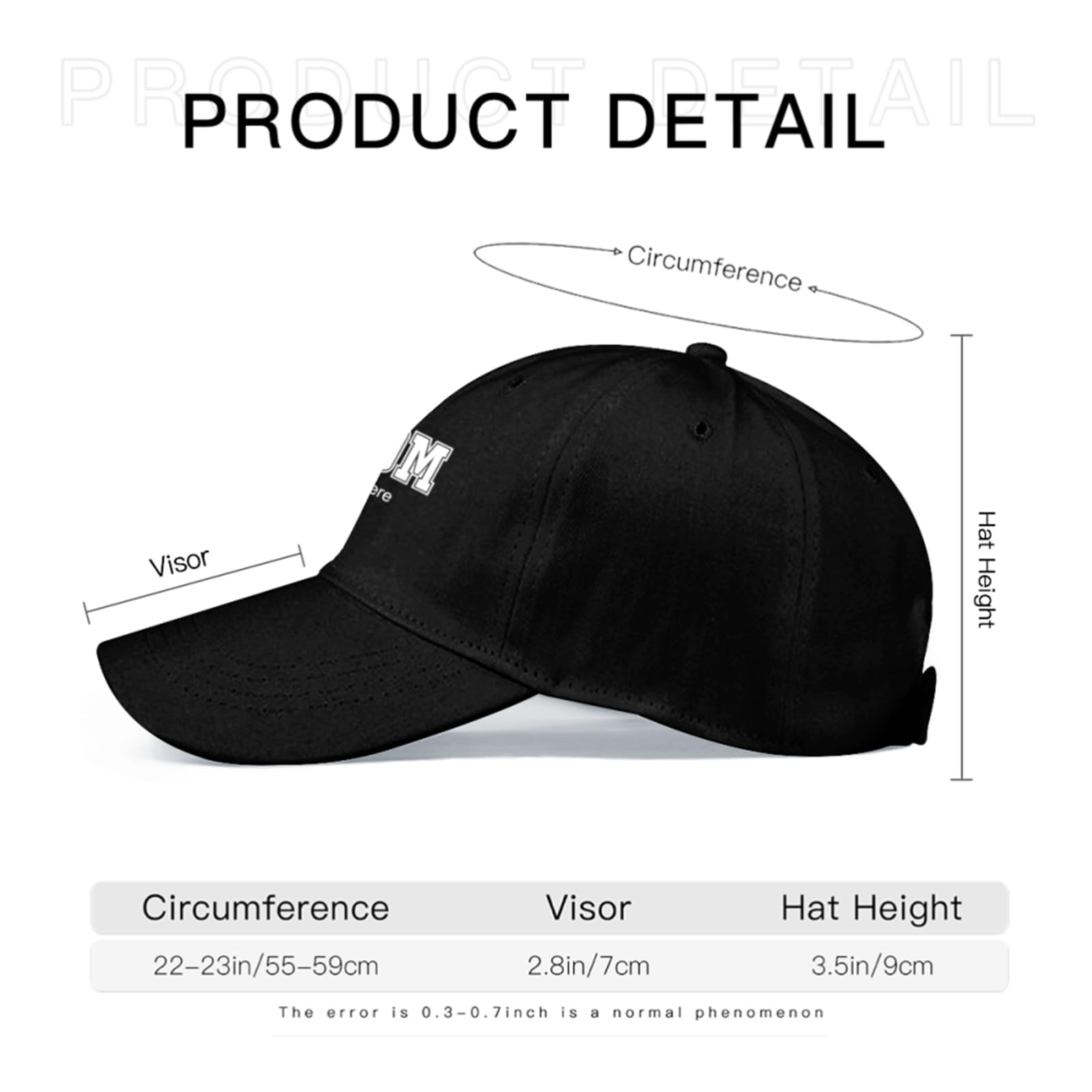Custom Baseball Cap for Men Women - Personalized Trucker Hat, Design Your Own Logo & Text, Adjustable Sun Hat for Gifts (Black)