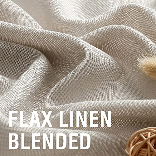H.VERSAILTEX Natural Linen Curtains 96 inches Long for Living Room 2 Panels Back Tab Loop Pocket Textured Light Filtering Semi Sheer Rustic Farmhouse Boho Curtain for Bedroom, Terracotta