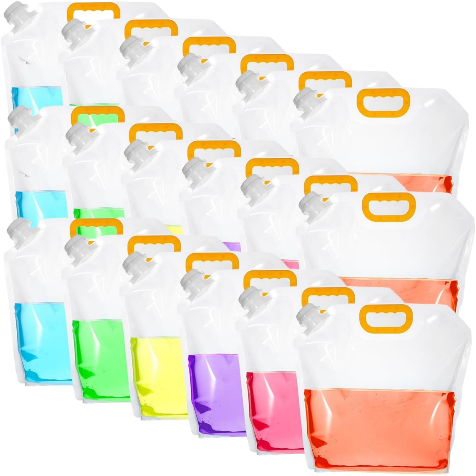 16 Pack 1.3 Gallon Collapsible Water Storage Bag Water Container Emergency Jug Plastic Storage Pouch Freezable Carrier Tank Foldable Bottle for Outdoor Sport Camping Hiking