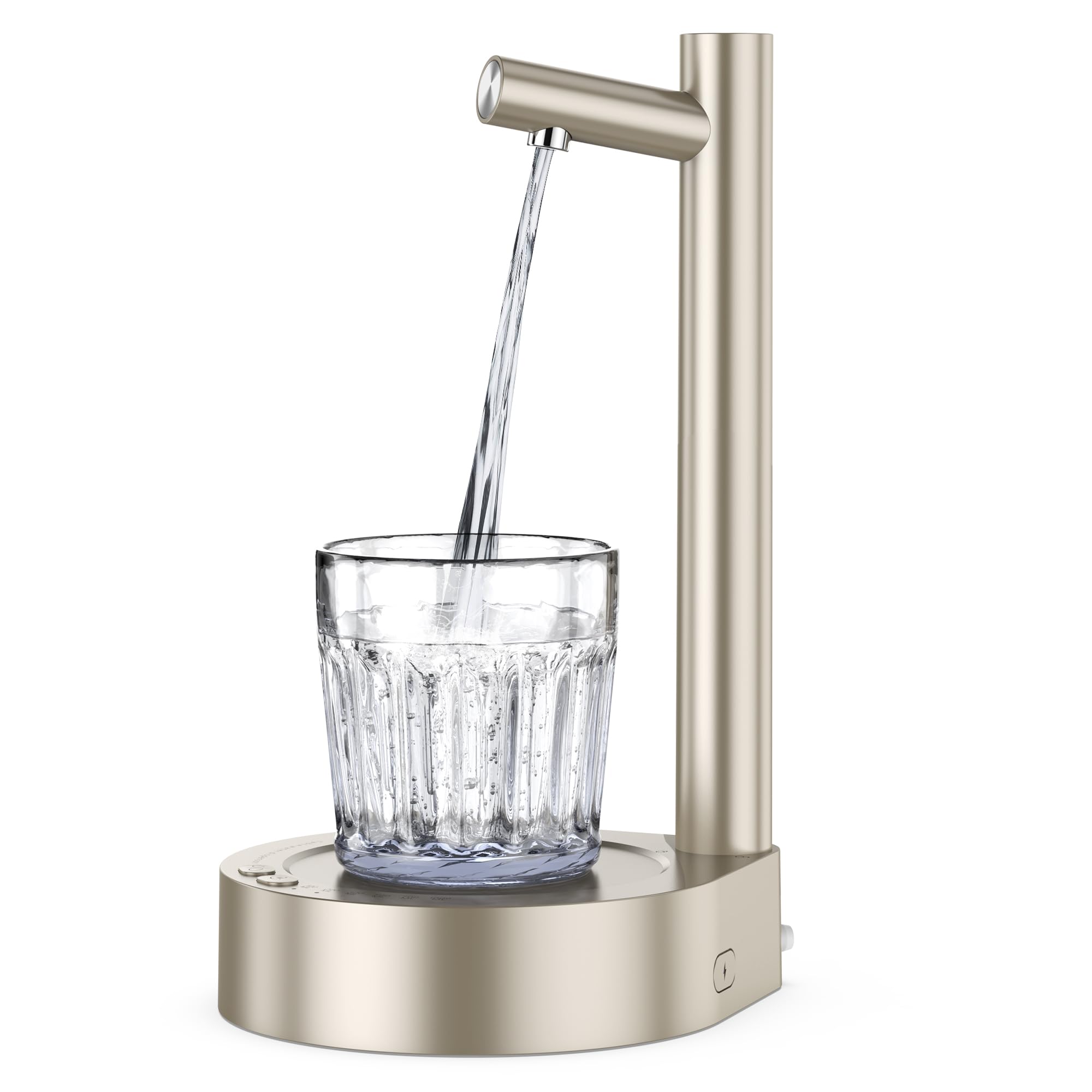 Water Dispenser - Desktop Water Dispenser for 5 Gallon Bottle, Smart Table Water Pump with 7 Level Quantitative Portable Detachable Type-C Charging, Application Home, Office, Camping, Travel (Gold)